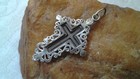 Vtg   Antique Solid Sterling Silver 1 1 2  Artisan-style Catholic Cross Crucifix