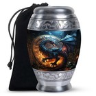 Dragon-themed Cremation Urn     Large   Small Set     Metal Engraved  funeral  urn 