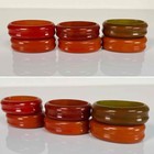 Set Of 6 Butterscotch Orange red Green Marbled Bakelite Oval Napkin Rings Rare