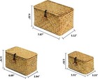 Seagrass Woven Storage Baskets Set Of 3 With Lids Natural Boho Style