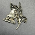 Pot Metal Brooch Large Floral Flower Vintage Pin Blue Rhinestones 3   