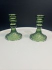 Semeitol Green Glass Candle Holders 4  Textured Pair Modern Decor Nwt