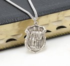 Pewter Saint Michael The Archangel Police Shield Medal 24  Lobster Claw Necklace