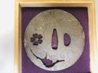 Y5991 Tsuba Large Sword Guard Inlay Box Japan Samurai Katana Koshirae Edo