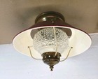  Vintage Ceiling Light Hobnail Glass Red Reflector Flush Mount Fixture 