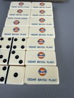 Vintage Set Of Gulf Oil Logo Cedar Bayou Plant Dominoes - 28 Total W  Box