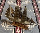 Vintage Brass Sailing Ship Model Nautical 20    Handmade 1937 Portugal Sail Boat