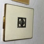 Vintage 1930s Guilloche Enameled Makeup Powder Compact Mirror Floral Enamel Gold