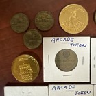 Vintage Lot Of 35 Game Arcade Tokens Various Sizes   Locations