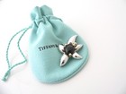 Tiffany   Co Onyx Flower Pin Silver 18k Brooch Gold Love Gift Pouch Nature Art