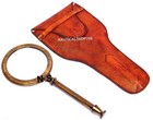 Large 10   Antique Brass Henry Hughes Magnifying Nautical With Leather Case