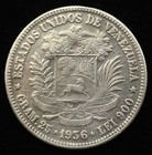 1936 Venezuela 5 Bolivares  900 Silver Coin  p0227 