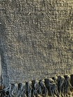 Pottery Barn Dreamy Handwoven Fringe Throw Blanket Steel Navy Blue Super Soft