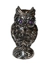 Rare Vintage Purple Eyed Silver Owl Franklin Mint Figurine Silver Plate  2