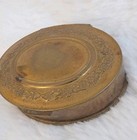 Vintage Gold Tone Oval Mini Powder Compact With Mirror  Puff   Powder