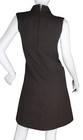 Brown Wool Vintage A-line Dress Sz  S - Brown Standing Collar Sleeveless 1960   s