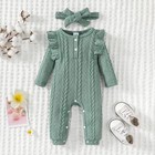 3-6 Month Girl Clothes Baby Girl Fall Outfit Infant Long Sleeve Jumpsuit Green