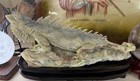 Hand Carved Stone Iguana Lizard Figurine Sculpture On Base Sculpture
