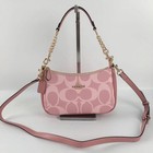 New Coach Teri Shoulder Bag Signature Canvas Cal51 Powder Pink Outlet Crossbody