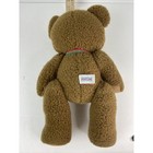 Heartline 14  Jointed Teddy Bear Brown Fuzzy Red Green Bow Stuffed Animal Plush