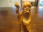 Japanese Hand Carving Wooden God Of Longevity Figurine Statue Wise Man W cane