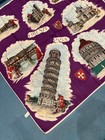Vintage Italy Souvenir Scarf Firenze Pisa Leaning Tower Duomo Purple 30x30