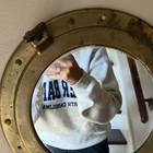 Vintage Round Brass   Glass Maritime Ship Porthole Window Frame Wall Mirror 