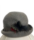 Vintage 1960s Glenover Henry Pollak Grey Wool Felt Cloche Bucket Hat Feat