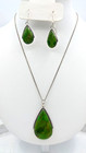 Green Stone Necklace Earrings Set Sterling Silver Teardrop Philippines 16 