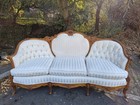  french-style Carved Wood Camelback Sofa   Matching Berg  re Armchair     Cream Str