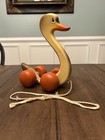 Wooden Pull Toy Swan Duck Kouvalias Greek Toy Vintage