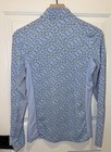 Dover Saddlery 1 4 Zip Pullover Shirt Sky Blue Equestrian Bridle Print Small S