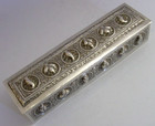 Good Size 189g Indian Solid Silver Insect Bug Decorated Table Box C1900 Antique
