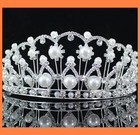 Pearl Clear Rhiestone Tiara Crown Party Wedding Bridal Accessory Prom T631s