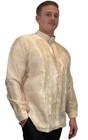 Handmade Barong Tagalog For Men - Organza Pina Style With Chinese Collar