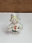Antique German Dutch Girl Child Porcelain Pin Cushion Half Doll