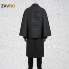  vintage Charcoal Gray Plaid Inverness Cape Wool Trench Coat Sherlock Holmes