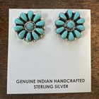 Native American Navajo Indian Cluster Post Blue Turquoise Earrings Omg Zuni  b