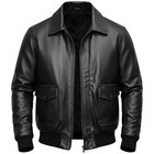 Men s A2 Black Genuine Leather Bomber Jacket  Aviator Flight Pilot Style Zip Up
