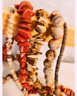 Artdeco Cognac Jasper Oyster Chip Opal Agate 5 Strand Himalayan Stone Necklace 