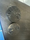 Vintage Cast Iron Scale Weights Round 2 Lb And 1 Lb Heavy Duty