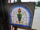   Beautiful Antique American Stained Glass Window Arched Architectural Salvage  