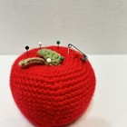 Vintage Handmade Crocheted Large Tomato Pin Cushion Red Green 2 5 X 2 75 