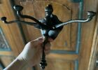 Vintage Cast Iron 3 Arm Hook Coat Wall Hanger Hat Rack Moveable Sliding Heavy