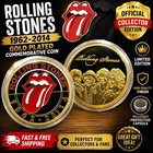 Rolling Stones Gold Plated Collector Coin 1962-2014 Tongue Logo Medallion