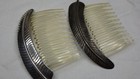 Antique Sterling Silver Hair Combs Plastic Tines Leaves Gorgeous Hard To Find