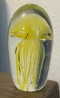 Art Glass Glass Jellyfish Paperweight 5  Hand Blown Clear   Yellow