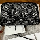 Orig  Pkg  Coach Crystal Signature Jacquard   Leather Small Zip Card Case Wallet
