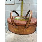 Vintage Courting Couple Pink Oval Tin With Dual Handles  11 25   