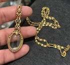 Ornate Vintage 1928 Antique Victorian Style Magnifying Glass Necklace 24   